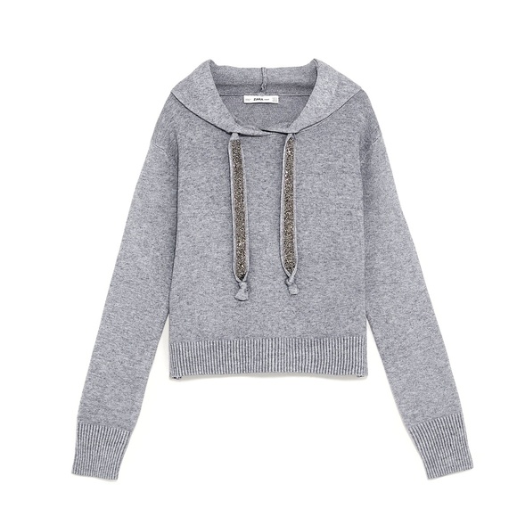 Zara Tops - Zara Knit Short Sweatshirt With Druzy Straps